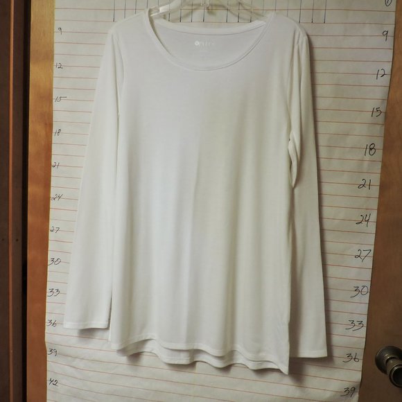 STYLUS womens size L, long sleeve, white, crew neck, top - Picture 2 of 8